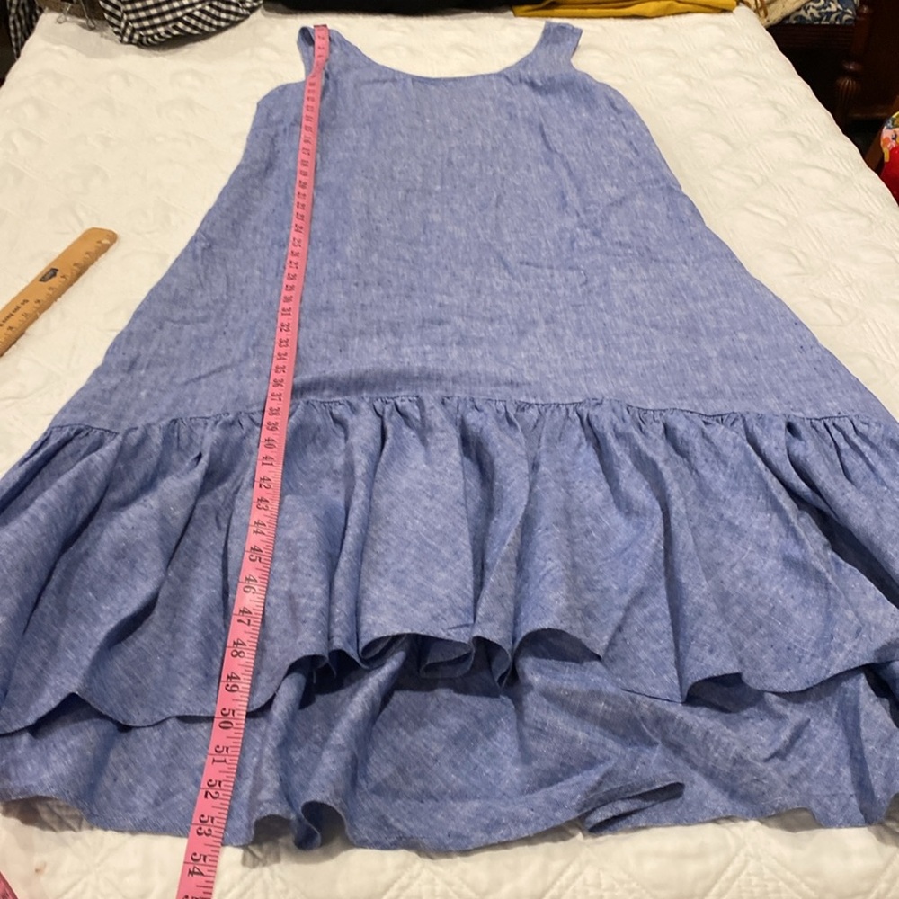 Ralph Lauren Linen Ruffled Maxi Dres. Polo Vintage Blue Label size XXL high low - Picture 5 of 8